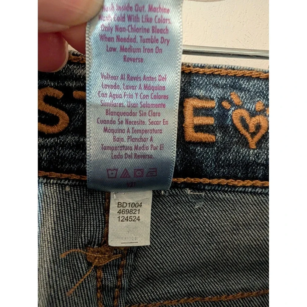 Justice Girls Mini Mom Jeans Medium Wash Distressed Denim Size 7 469821   NWT